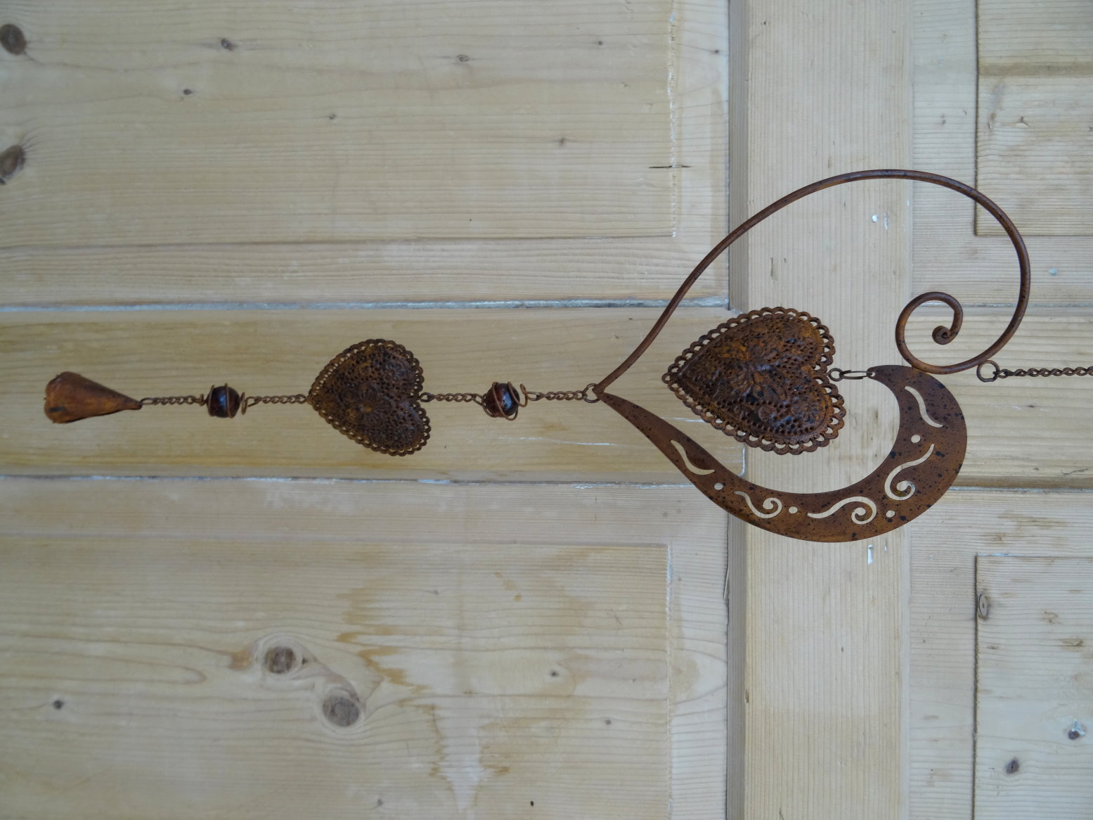 Deko Hänger Herz Romantik zum Hängen aus Metall, rostfarben, Gartendeko